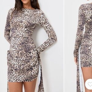 LIONESS Glory Mini dress Leopard Print Long Sleeve Dress